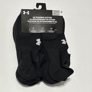 Under Armour Training Cotton 6-Pairs Men's No Show Socks Large 8.5-13  Black